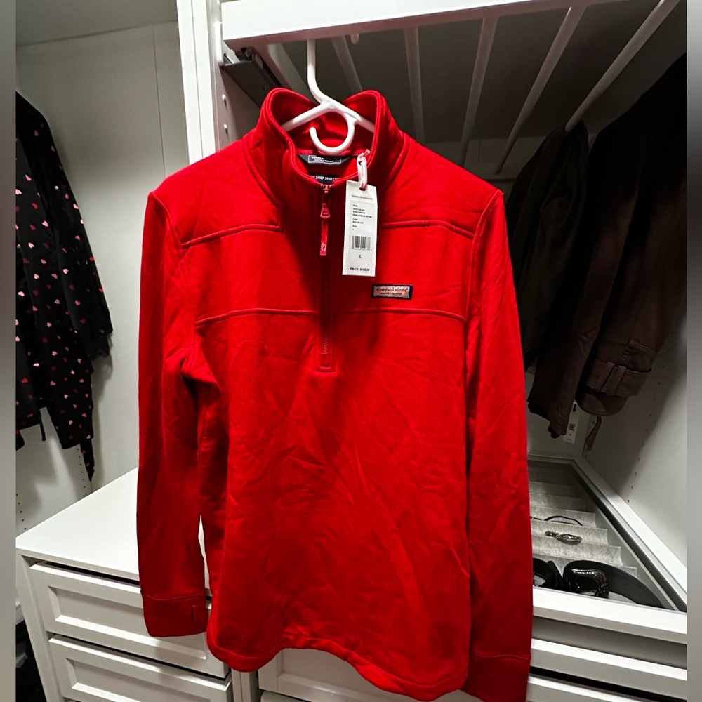NWT Vineyard Vines Women’s Large Shep Shirt Dreamcloth in Red Velvet